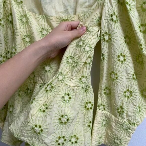 Zara Openwork Embroidered Eyelet Puff Sleeve Top XS - Picture 5 of 10
